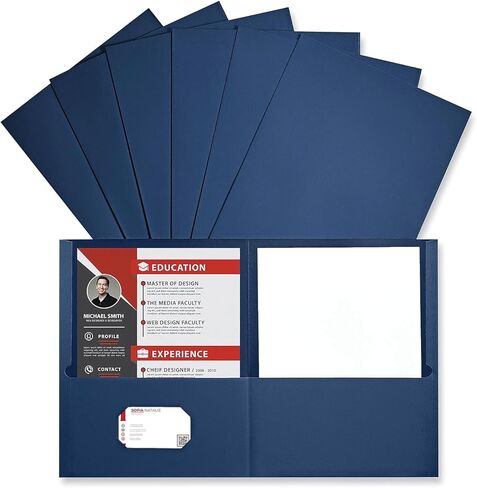 Universal 56638 Two-Pocket Portfolio, Embossed Leather Grain Paper, Dark Blue, 25/Box in Saudi Arabia