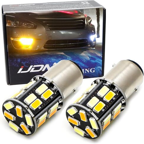 iJDMTOY 26-SMD Diodes White/Amber Dual Color Switchback 1157 2357 7528 S25 Replacement Bulbs Compatible With Front Turn Signal Lamps in Saudi Arabia