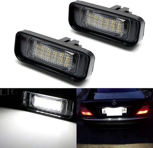 iJDMTOY OEM-Fit White 18-SMD مجموعة مصابيح لوحة ترخيص LED كاملة متوافقة مع Mercedes-Benz 2000-2006 W220 S-Class، استبدل المصابيح المتوهجة OEM in Saudi Arabia