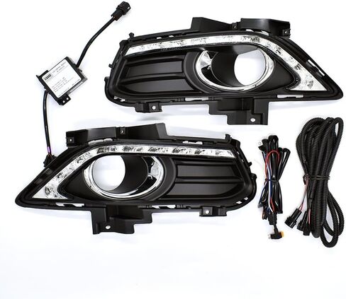 Front Bumper Fog Lamp Compatible With Ford Fusion 2013 2014 2015 2016 White LED DRL Daytime Running Lights LED Daylight Accessories in Saudi Arabia