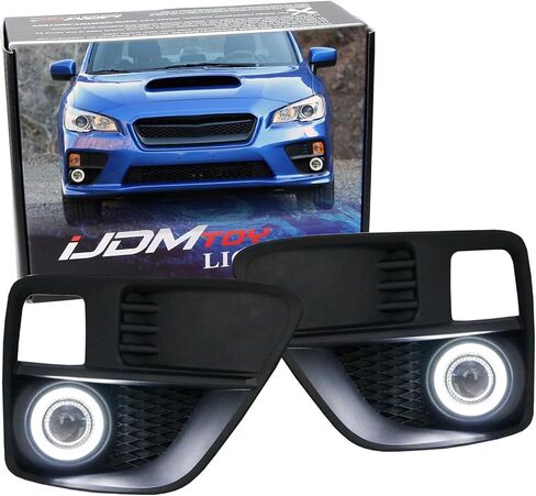 مجموعة مصابيح الضباب لجهاز العرض iJDMTOY LED متوافقة مع 2015-2017 Subaru WRX أو STi، مع 40-SMD LED مصابيح وقوف السيارات الدائرية، تتضمن (2) مصابيح ضباب LED، (2) أغطية إطار غير لامع وحزام مرحل مع مفتاح in Saudi Arabia
