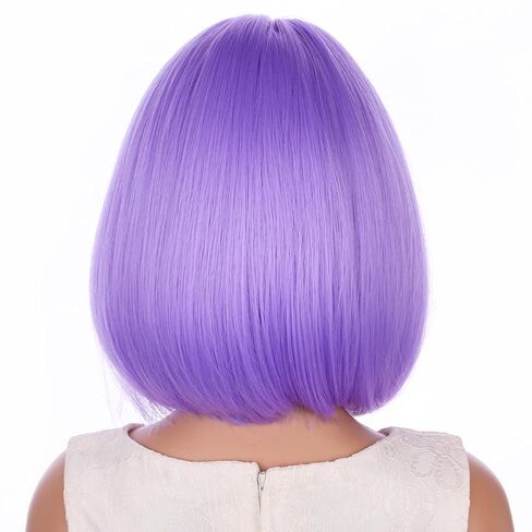 Kids Purple Wig Child Bob Wig Short Light Purple Wigs for Girls Lavender Purple Bob Hair Cosplay Party Synthetic Rose Net Daily Wear Wigs in Saudi Arabia