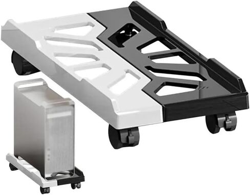 Adjustable Monitor Stand Black and White Mobile CPU Stand Adjustable CPU Tower Stand with 4 Swivel Wheels Under Desk Stand Ventilated CPU Host Stand Arm Monitor (Black) in Saudi Arabia