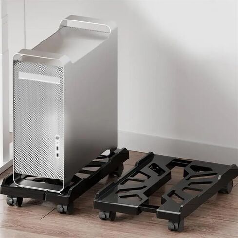 Adjustable Monitor Stand Black and White Mobile CPU Stand Adjustable CPU Tower Stand with 4 Swivel Wheels Under Desk Stand Ventilated CPU Host Stand Arm Monitor (Black) in Saudi Arabia
