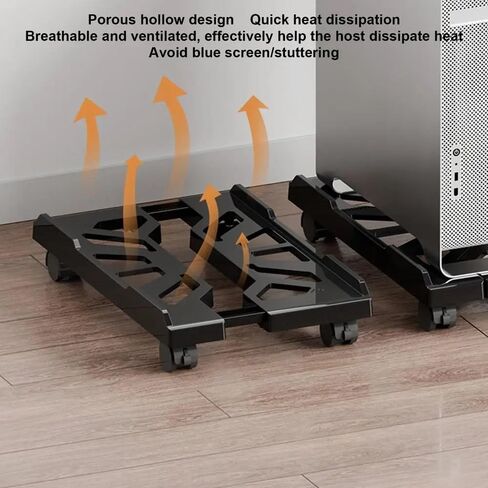 Adjustable Monitor Stand Black and White Mobile CPU Stand Adjustable CPU Tower Stand with 4 Swivel Wheels Under Desk Stand Ventilated CPU Host Stand Arm Monitor (Black) in Saudi Arabia