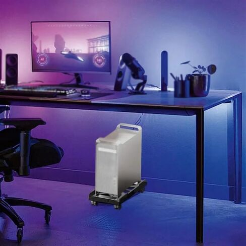 Adjustable Monitor Stand Black and White Mobile CPU Stand Adjustable CPU Tower Stand with 4 Swivel Wheels Under Desk Stand Ventilated CPU Host Stand Arm Monitor (Black) in Saudi Arabia