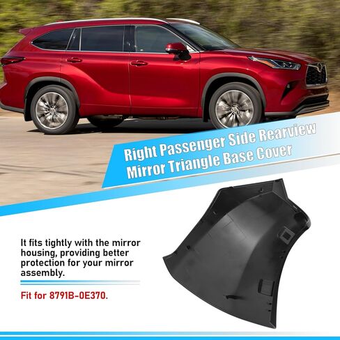 Jaronx متوافق مع غطاء مرآة جانبية Toyota Highlander 2020-2024، غطاء قاعدة مثلث لمرآة الرؤية الخلفية لجانب الركاب لسيارة Toyota Highlander-NOT FIT GRAND HIGHLANDER (يمين) in Saudi Arabia