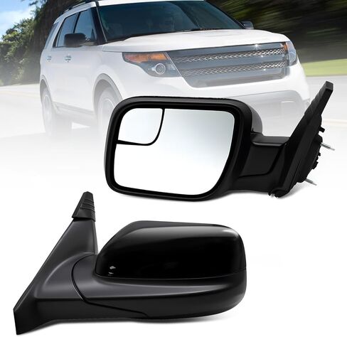 Left Side Mirror Assembly Compatible with 2011-2019 Explorer w/Manual Folding and Power Glass Replace FO1320553 GB5Z17683AB Driver Side Door Mirror (3 Pins Gloss Black) in Saudi Arabia