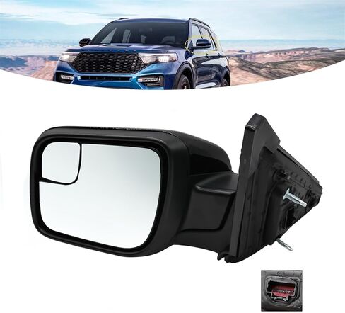 Left Side Mirror Assembly Compatible with 2011-2019 Explorer w/Manual Folding and Power Glass Replace FO1320553 GB5Z17683AB Driver Side Door Mirror (3 Pins Gloss Black) in Saudi Arabia