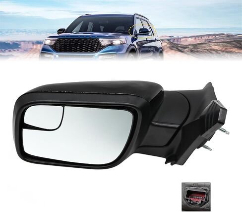 Left Side Mirror Assembly Compatible with 2011-2019 Explorer w/Manual Folding and Power Glass Replace FO1320553 GB5Z17683AB Driver Side Door Mirror (3 Pins Gloss Black) in Saudi Arabia