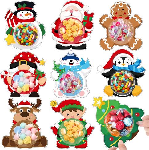 Blosssound 36 Sets Christmas Cards with Domes DIY Xmas Greeting Cards Snowman Santa Deer Gnomes Candy Holder Dome for Winter Holiday Gifts Cards Supplies, 9 Styles in Saudi Arabia