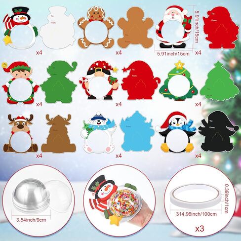 Blosssound 36 Sets Christmas Cards with Domes DIY Xmas Greeting Cards Snowman Santa Deer Gnomes Candy Holder Dome for Winter Holiday Gifts Cards Supplies, 9 Styles in Saudi Arabia