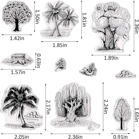 Trees Background Clear Stamps for Card Making, Tree Leaves Rubber Stamps Floral Birds Transparent Stamp Seal for Crafting DIY Scrapbooking Photo Album Decorations in Saudi Arabia