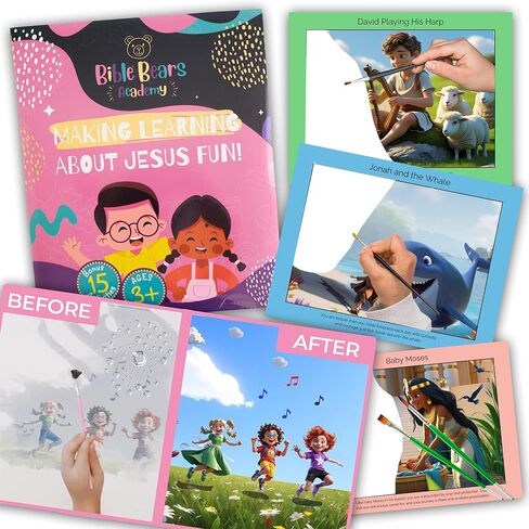 Bible Bears Paint with Water – Christian Christmas Gift for Toddlers & Kids, Watercolor Reveal Activity Kit, Bible Story Craft Pack, Holiday Stocking Stuffer in Saudi Arabia