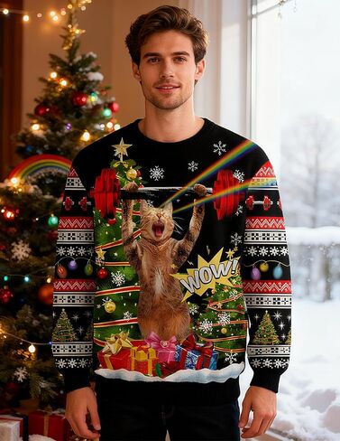 RAISEVERN Ugly Christmas Sweatshirt for Women Men Funny Novelty Xmas Tops in Kuwait