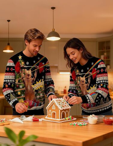 RAISEVERN Ugly Christmas Sweatshirt for Women Men Funny Novelty Xmas Tops in Kuwait