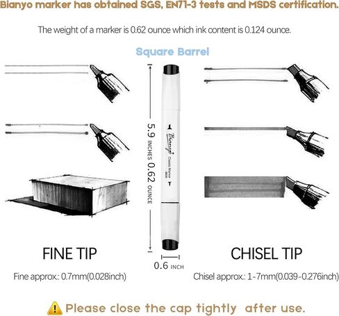Bianyo 72 Colors Alcohol Markers Set, Dual Tip Fine & Chisel Art Markers with Black Carry Case, Ideal For Coloring Books, Blending, Drawing & Sketching, A Perfect Holiday Gift for Artists in Kuwait