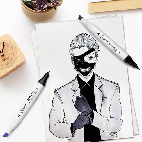 Bianyo 72 Colors Alcohol Markers Set, Dual Tip Fine & Chisel Art Markers with Black Carry Case, Ideal For Coloring Books, Blending, Drawing & Sketching, A Perfect Holiday Gift for Artists in Kuwait