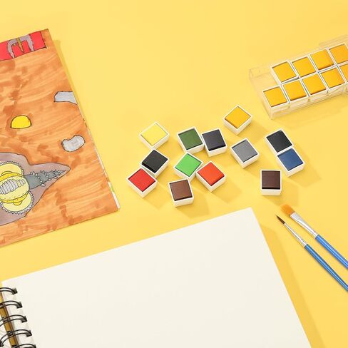 عبوة إعادة تعبئة ألوان مائية 12 قطعة من باتيكل، مجموعة ألوان مائية صلبة 4 جرام لمستلزمات الرسم والحرف الفنية، أبيض in Saudi Arabia