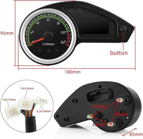 motorcycle mileometer 0~12000 RPM Tachometer Digital Instrument Odometer Motorcycle Dashboard Fuel Alarm For Universal Motor 12V in Saudi Arabia