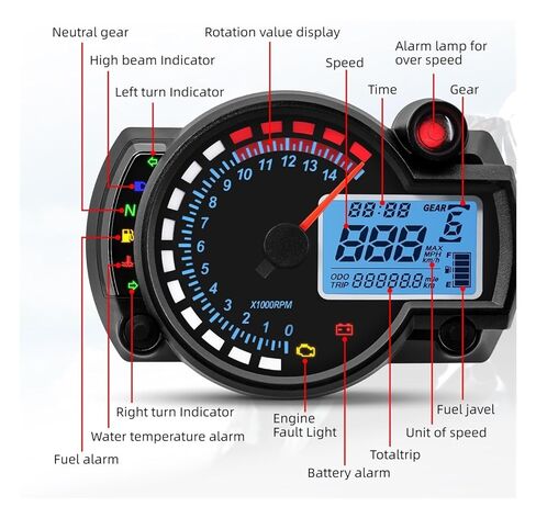 Motorcycle Odometer Dashboard Moto Meter Universal Digital Motorcycle Odometer Tachometer Meter Instrument 299KM/H Instrument in Saudi Arabia