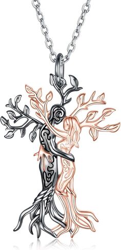 Hug Couple Necklace for Women - 925 Sterling Silver Tree of Life Pendant Lovers Embrace Jewelry Gifts for Wife Girlfriend, Him and Her in Saudi Arabia