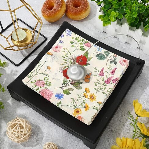 80 عبوة من مناديل ورقية زهرية عتيقة للاستعمال مرة واحدة من مناديل غداء على شكل زهرة برية مقاس 6.5 × 6.5 بوصة، منديل يدوي لحلوى الأزهار الرجعية لحفلات أعياد الميلاد وحفلات الزفاف وحفلات استقبال المولود الجديد (فراشة زهرة) in Kuwait