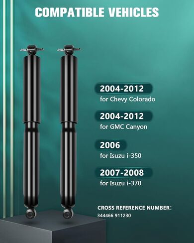 AUTOMUTO 2 Pcs Struts Shock Absorbers Compatible with 2004-2012 for Chevy Colorado,2004-2012 for GMC Canyon,2006 for Isuzu i-350,2007-2008 for Isuzu i-370 with 344466 Auto Shocks - Rear in Saudi Arabia