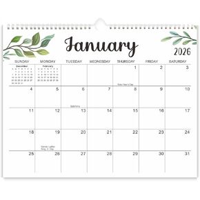 Wall Calendar 2026-2027, 18 Months Calendar for Wall, Twin-Wire Binding Monthly Calendar for Office School, Greenery Desktop Calendar, 11" X 14" in Saudi Arabia