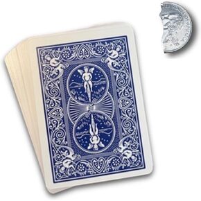 Hat Trick Magic Red Back Svengali Deck and Bite Out Quarter Trick Kit Includes Replacement Rubber Bands in Kuwait