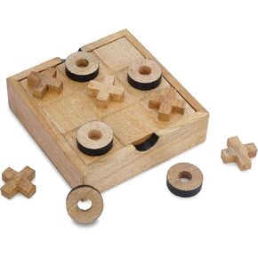 Ajuny Tic Tac Toe Classic Board Games for Kids and Adults with Decorative Storage Box Wooden Farmhouse Coffee Table Living Room Desk Decor Family Night Travel Game Best Gifts 5.5 Inch in Saudi Arabia