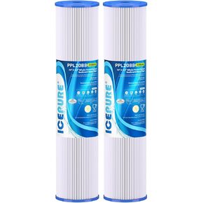 ICEPURE 20" x 4.5" Whole House Pleated Sediment Filter for Well Water,Remove Rust,Chlorine, Replacement Cartridge for ECP5-BB, AP810-2, HDC3001, SPC-45-1005, CP5-BB, ECP1-20BB, S1-20BB,R30-20BB,2Pack in Kuwait
