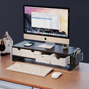 4-drawer double-layer desktop monitor stand, computer monitor stand with storage space, used for home office, bedroom, and home workstation in Saudi Arabia