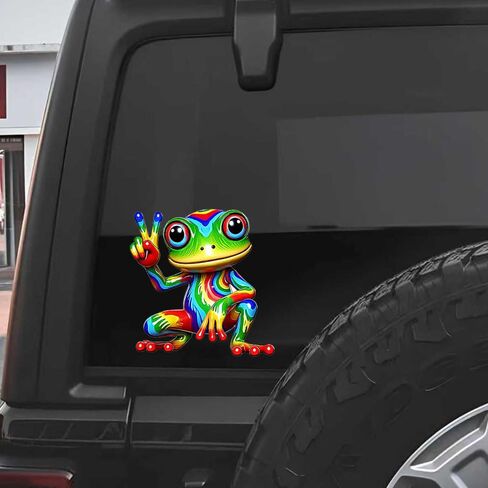 2 قطعة شارات الفينيل الضفدع قوس قزح ملصقات قابلة للإزالة للماء لسيارة الكمبيوتر المحمول شاحنة الوفير A-41 in Kuwait