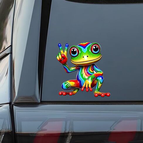 2 قطعة شارات الفينيل الضفدع قوس قزح ملصقات قابلة للإزالة للماء لسيارة الكمبيوتر المحمول شاحنة الوفير A-41 in Kuwait