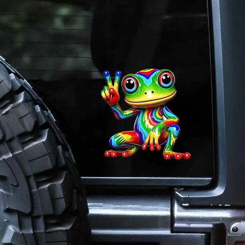 2 قطعة شارات الفينيل الضفدع قوس قزح ملصقات قابلة للإزالة للماء لسيارة الكمبيوتر المحمول شاحنة الوفير A-41 in Kuwait