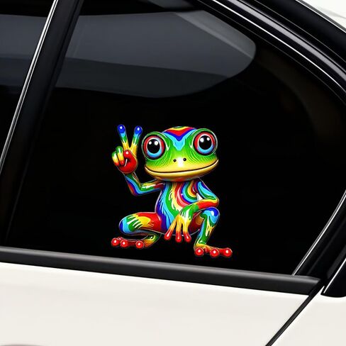 2 قطعة شارات الفينيل الضفدع قوس قزح ملصقات قابلة للإزالة للماء لسيارة الكمبيوتر المحمول شاحنة الوفير A-41 in Kuwait