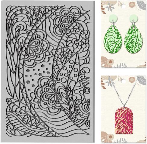 Bohemian Pattern Clay Texture Mat Mandala Modeling Pattern Pad Leaves Texture Sheets for Polymer Clay Making Earrings Jewelry Tools, 4×2.6 inch in Saudi Arabia