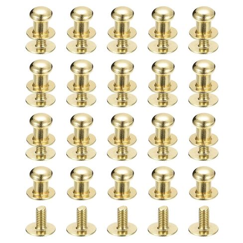 6mm Ball Head Stud Rivets Screw Back, 20Pack Round Head Button Nipple Rivet for DIY Leather Craft Handbag Belt, Light Golden in Saudi Arabia