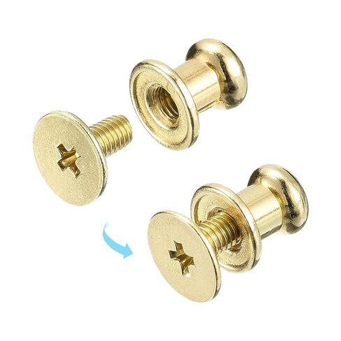 6mm Ball Head Stud Rivets Screw Back, 20Pack Round Head Button Nipple Rivet for DIY Leather Craft Handbag Belt, Light Golden in Saudi Arabia