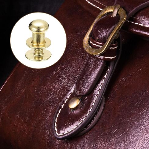 6mm Ball Head Stud Rivets Screw Back, 20Pack Round Head Button Nipple Rivet for DIY Leather Craft Handbag Belt, Light Golden in Saudi Arabia