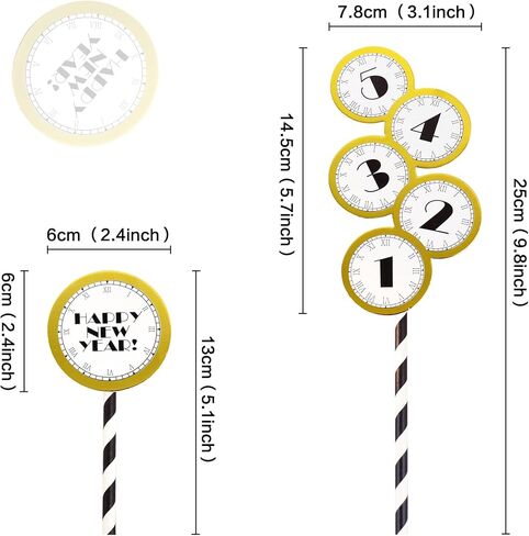 ercadio 24 حزمة 2026 سنة جديدة سعيدة كب كيك توبر مرحبا 2026 الألعاب النارية كعكة القبعات العالية هتاف إلى 2026 الذهب بريق كعكة توبر الألعاب النارية يختار لرأس السنة الجديدة حزب ديكور اللوازم in Kuwait