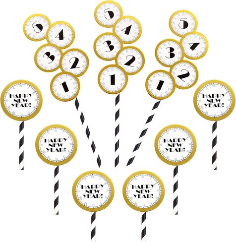 ercadio 24 حزمة 2026 سنة جديدة سعيدة كب كيك توبر مرحبا 2026 الألعاب النارية كعكة القبعات العالية هتاف إلى 2026 الذهب بريق كعكة توبر الألعاب النارية يختار لرأس السنة الجديدة حزب ديكور اللوازم in Kuwait