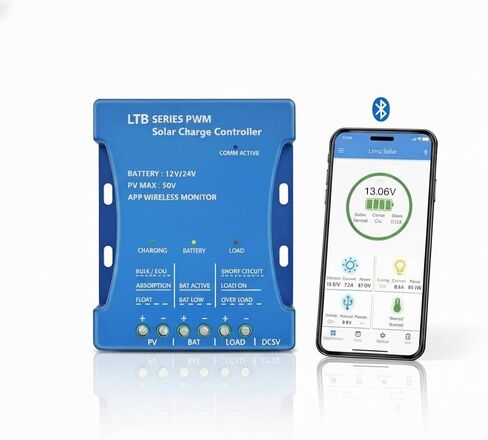 20A بلوتوث شاحن للطاقة الشمسية تحكم 12V / 24V منظم ذكي لوحة للطاقة الشمسية شحن البطارية إحصائيات PWM مع منفذ USB 12V24V بطارية الرصاص الحمضية / الليثيوم in Kuwait