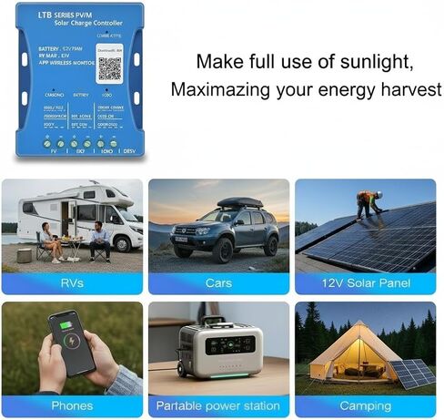 20A بلوتوث شاحن للطاقة الشمسية تحكم 12V / 24V منظم ذكي لوحة للطاقة الشمسية شحن البطارية إحصائيات PWM مع منفذ USB 12V24V بطارية الرصاص الحمضية / الليثيوم in Kuwait