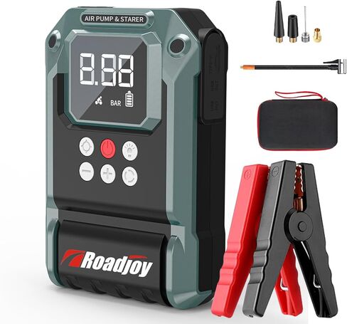 High-Power 4000A Car Jump Starter with 150PSI Air Compressor, 12V Car Battery Booster, Portable Tire Inflator 8L Gas & 8L Diesel LED Light, Jumper Cables in Saudi Arabia