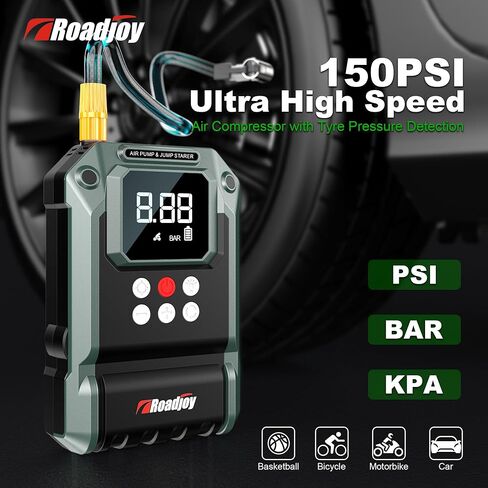 High-Power 4000A Car Jump Starter with 150PSI Air Compressor, 12V Car Battery Booster, Portable Tire Inflator 8L Gas & 8L Diesel LED Light, Jumper Cables in Saudi Arabia