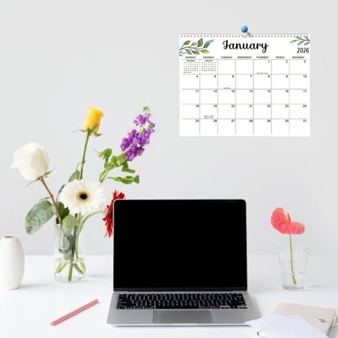 Wall Calendar 2026-2027, 18 Months Calendar for Wall, Twin-Wire Binding Monthly Calendar for Office School, Greenery Desktop Calendar, 11" X 14" in Saudi Arabia