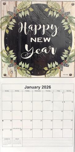 تقويم حائط لعام 2026، تصميم زهور فني مصور، ورق، مخطط شهري مقاس 12 × 12 بوصة مع اقتباسات ملهمة تعيش اليوم، الأمل في الغد، ديكور منزلي على طراز المزرعة in Saudi Arabia