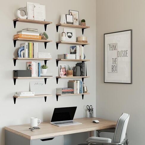 Wallniture Arras 17"x4.5" Floating Shelves for Wall, Shelves for Garage Storage, Wall Bookshelf, Pantry & Kitchen Shelving, Wall Shelves for Living Room, Natural Wood, Set of 20 in Kuwait